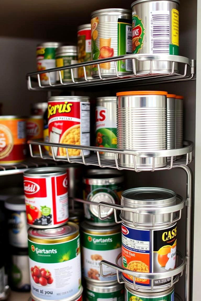 Tiered Can Organizers for Efficient Stacking - 24 Pantry Shelving Ideas