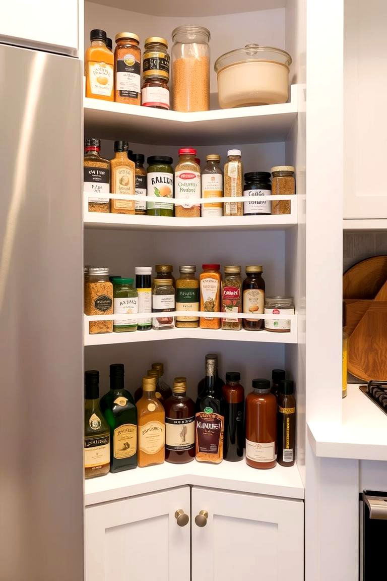 Tiered Corner Pantry Shelves - 24 Corner Pantry Ideas