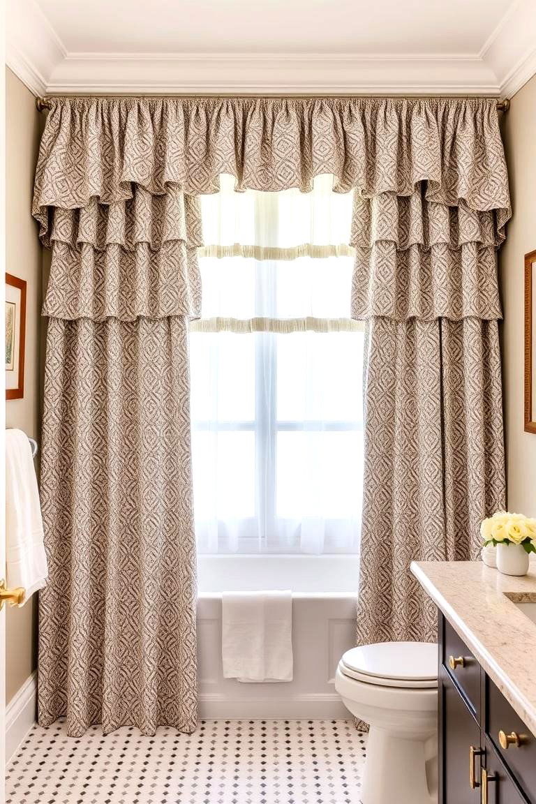 Tiered Curtains for Versatile Coverage - 24 Bathroom Window Treatment Ideas