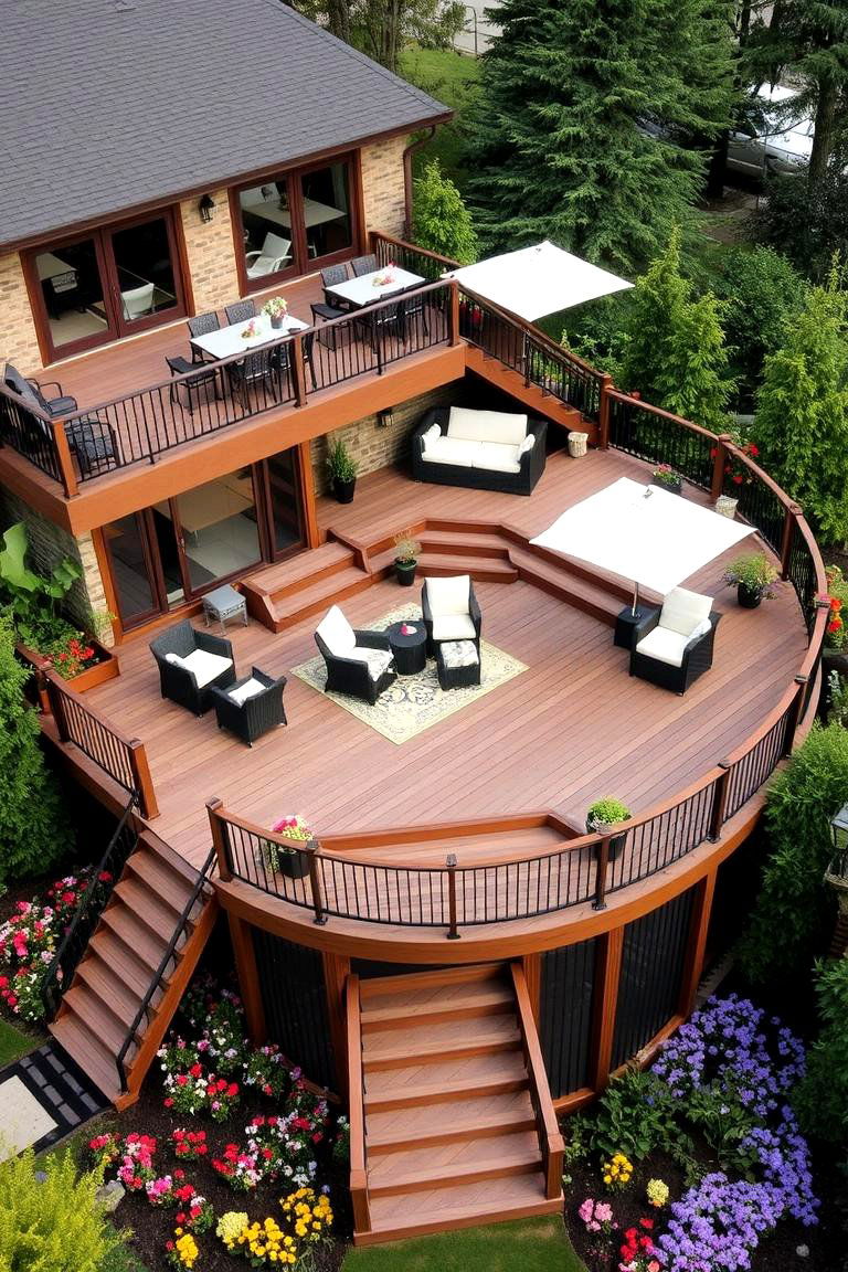 Tiered Deck for Added Space - 24 Backyard Deck Ideas on a Budget