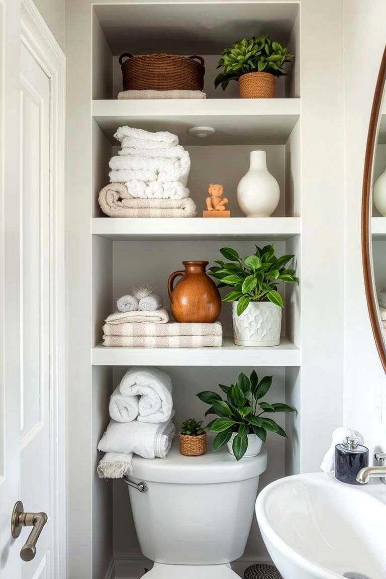 Tiered Shelves for Multi Level Organization - 24 Bathroom Shelf Ideas