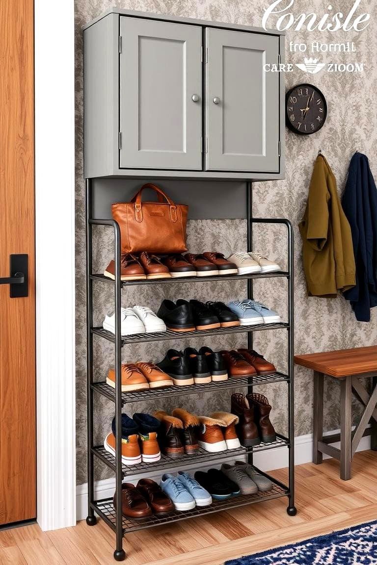 Tiered Shoe Rack with Lockers - 24 Entryway Storage Ideas