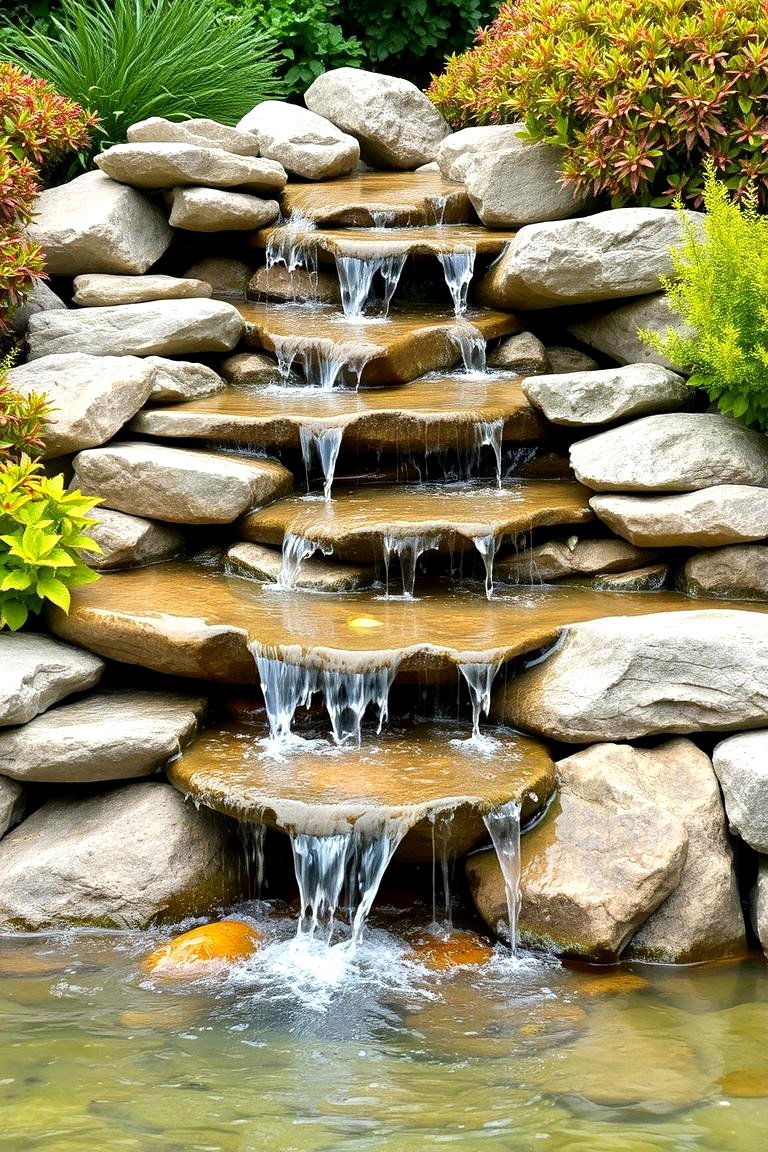 Tiered Waterfall Design - 24 Backyard Waterfall Ideas