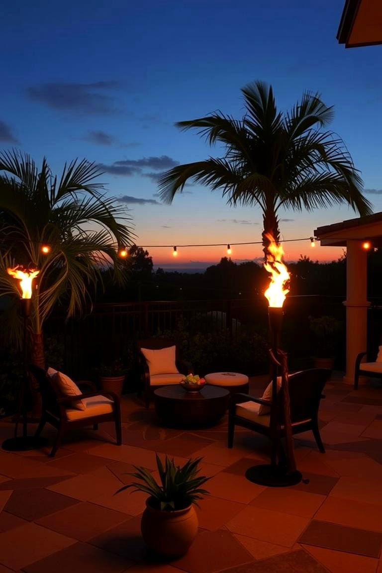 Tiki Torch Ambience - 24 Tropical Patio Ideas