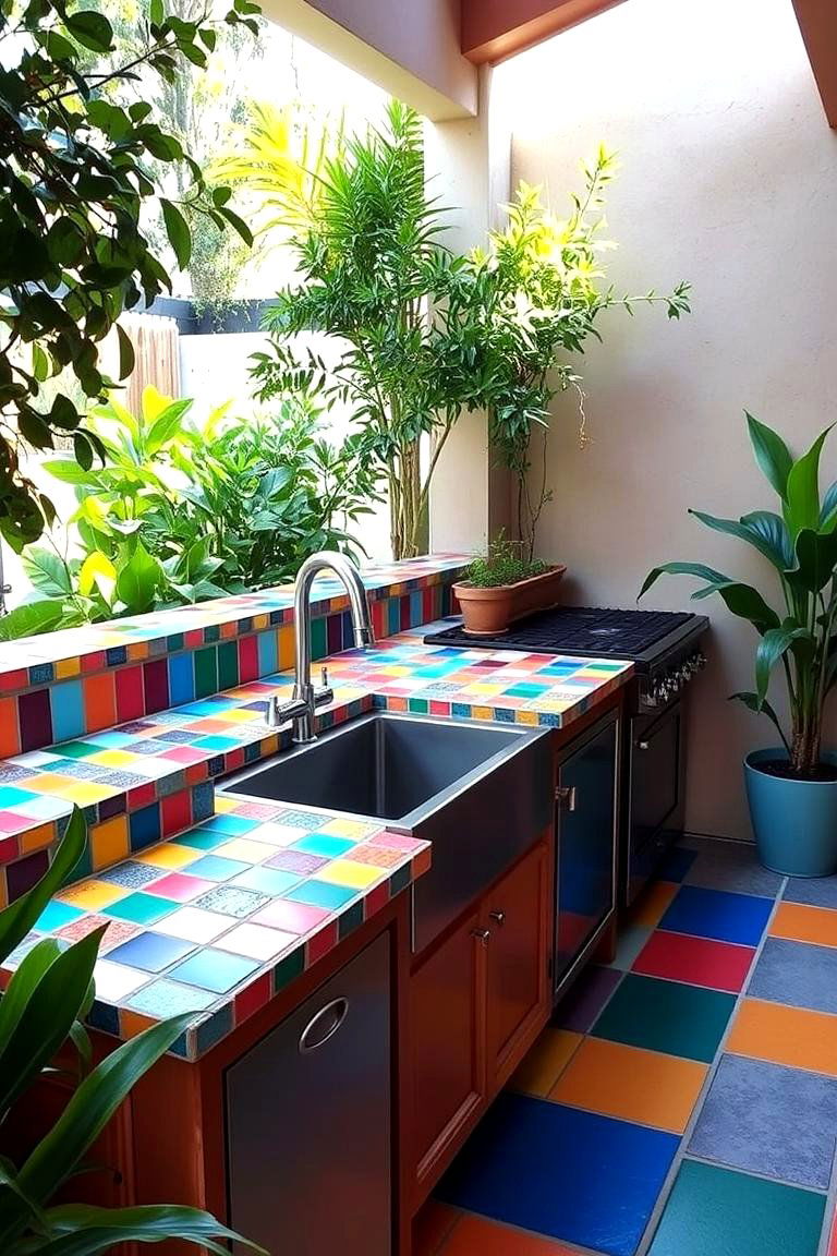 Tile Countertops - 24 Outdoor Kitchen Countertop Ideas