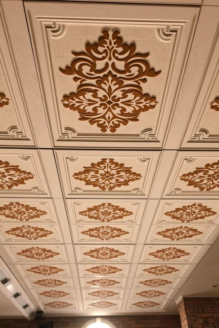 Tile Design with Inlaid Patterns - 24 Basement Drop Ceiling Ideas