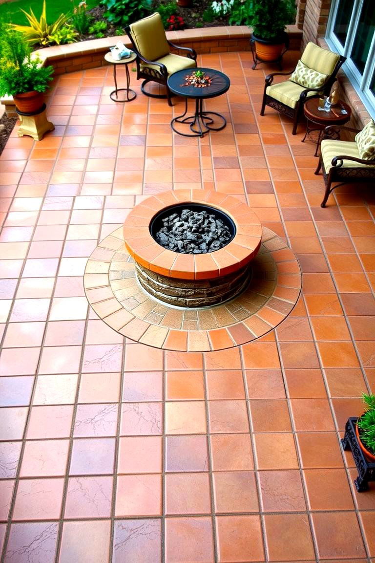 Tile Patio with Firepit - 24 Patio Ideas With Firepit