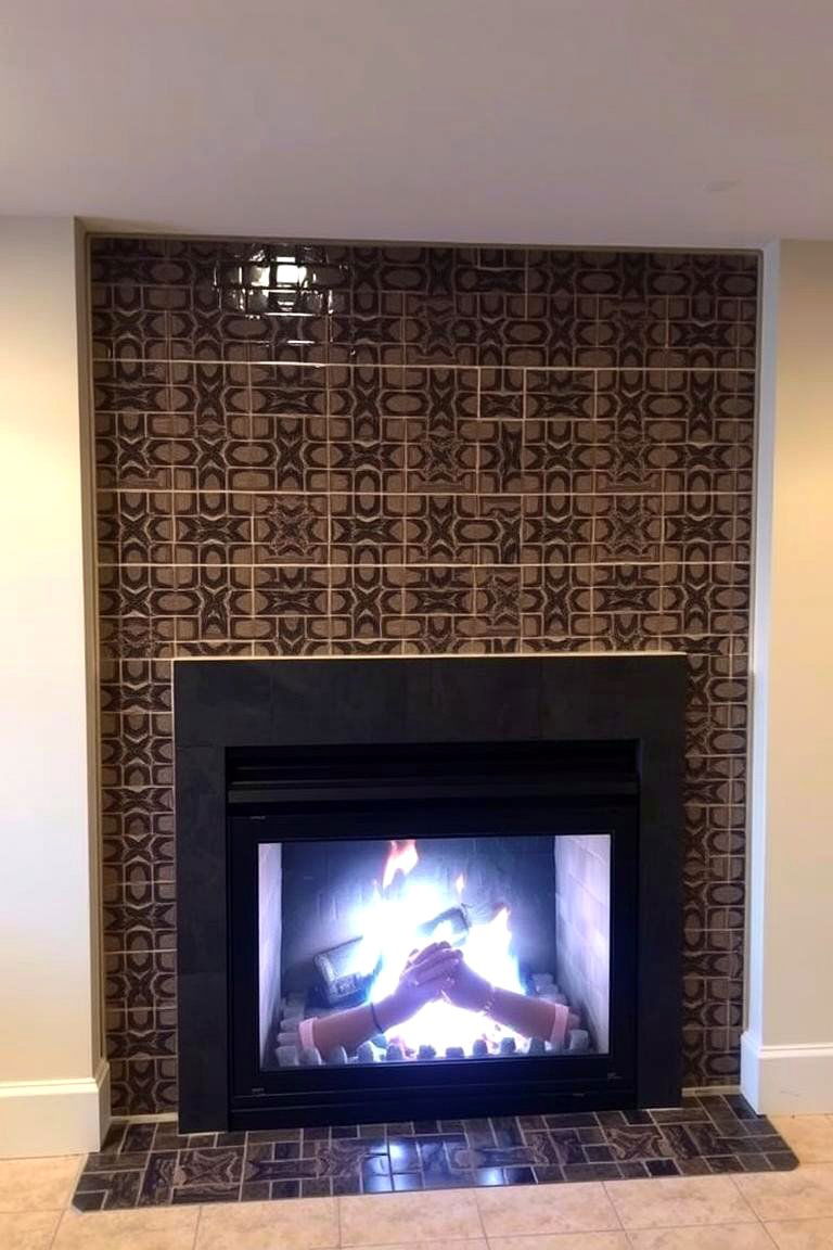 Tile Surround Fireplace - 24 Basement Fireplace Ideas