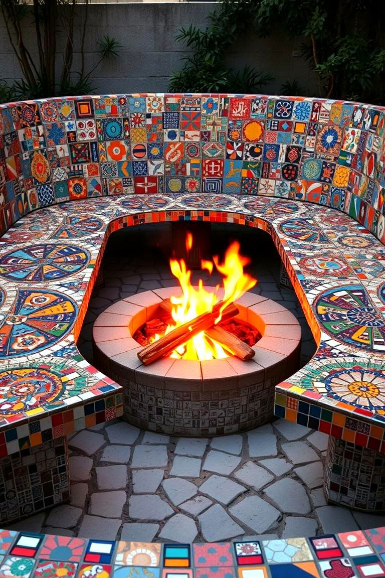 Tiled Benches - 24 Fire Pit Seating Ideas