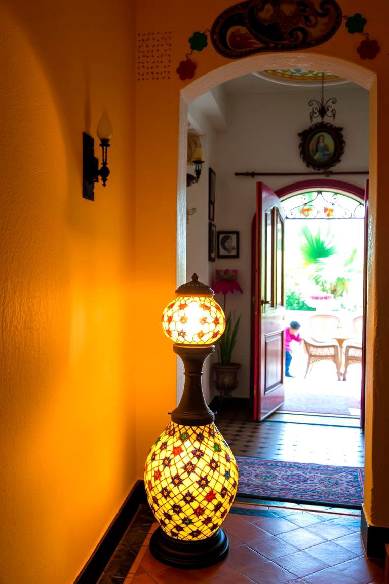 Tiled Floor Lamp - 24 Entryway Lighting Ideas