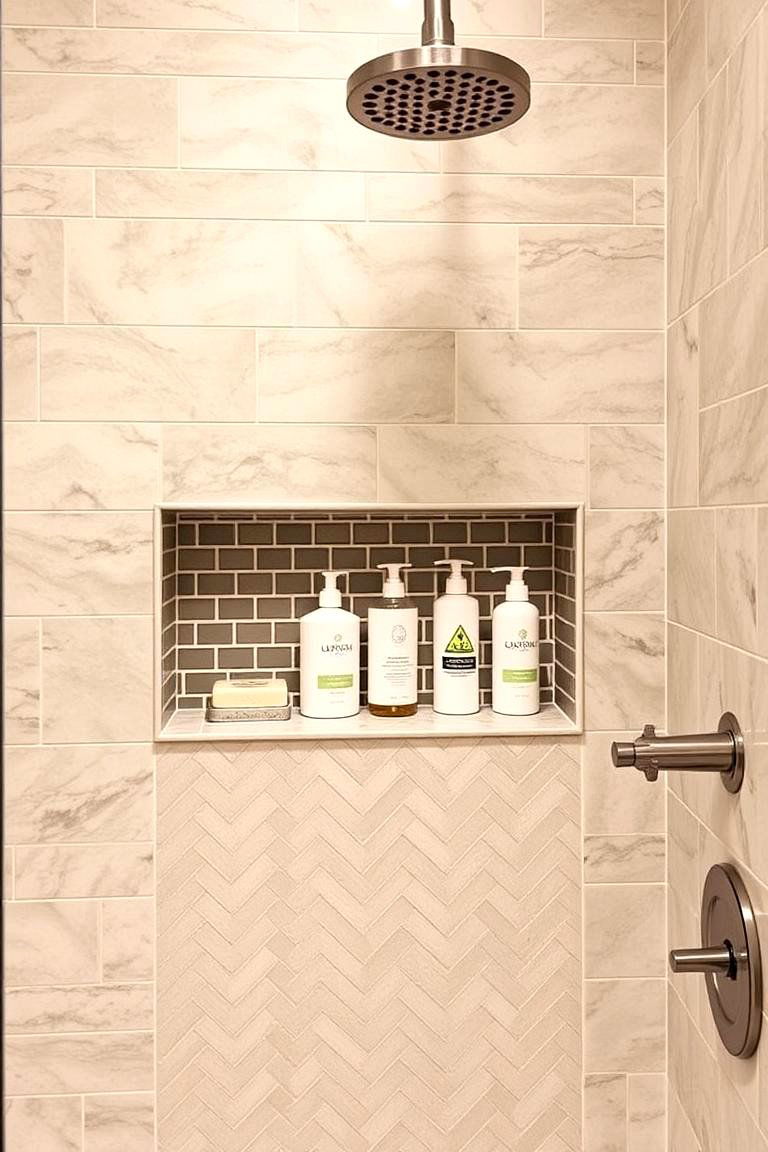 Tiled Half Wall with a Niche - 24 Half-wall Shower Ideas