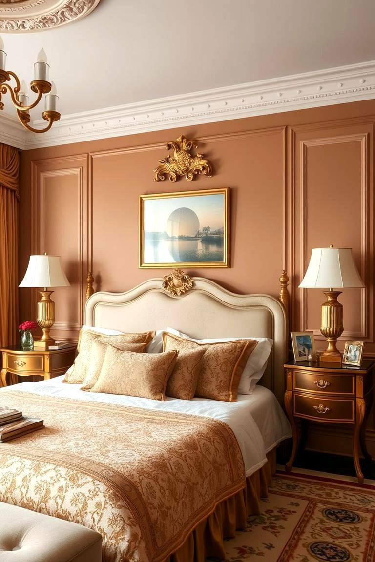 Timeless Antique Gold Accents - 24 Bedroom Paint Colors