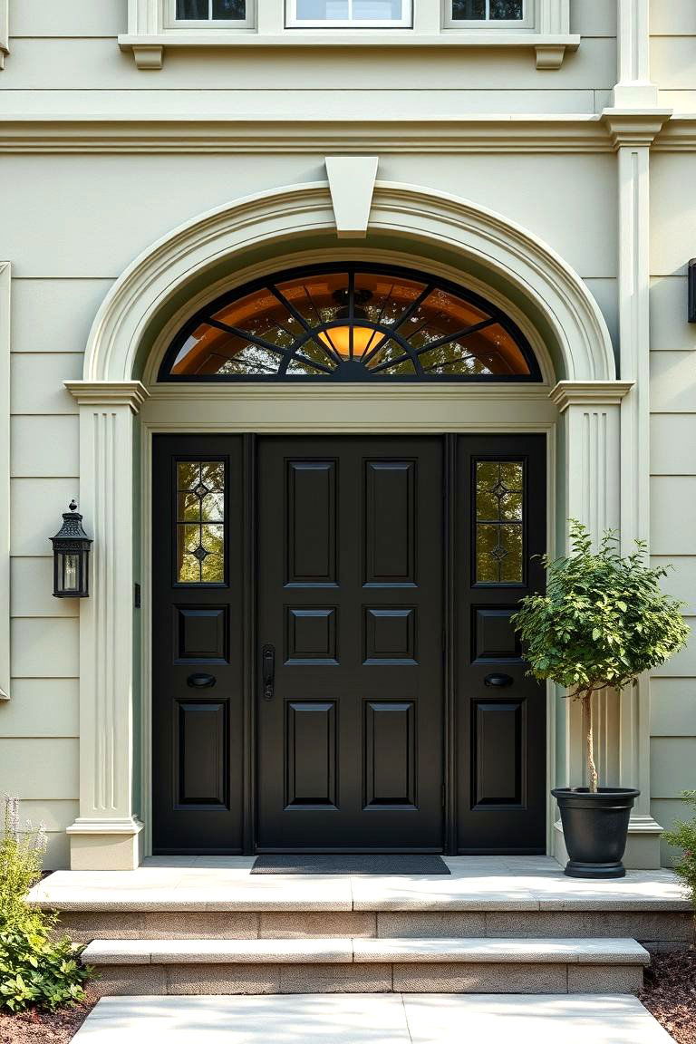 Timeless Architectural Lines - 24 Sage Green House With Black Door