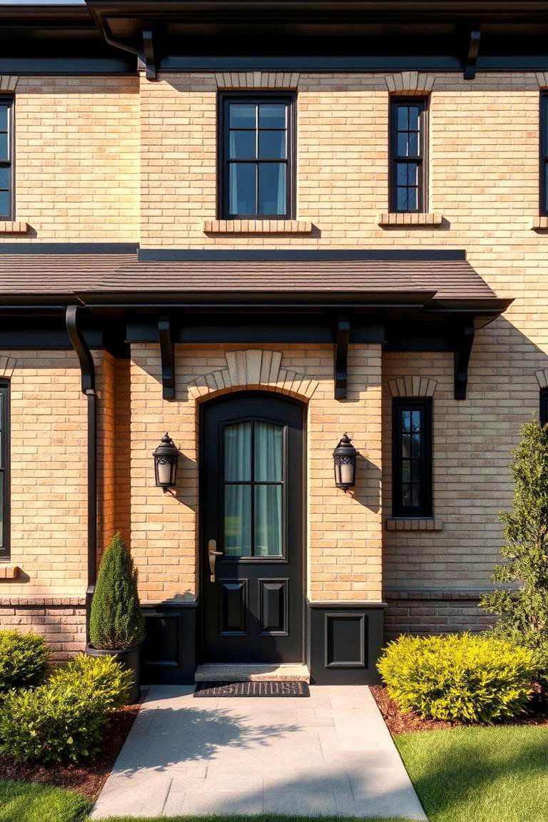 Timeless Beige Brick and Black Accents - 24 beige and black house exterior ideas