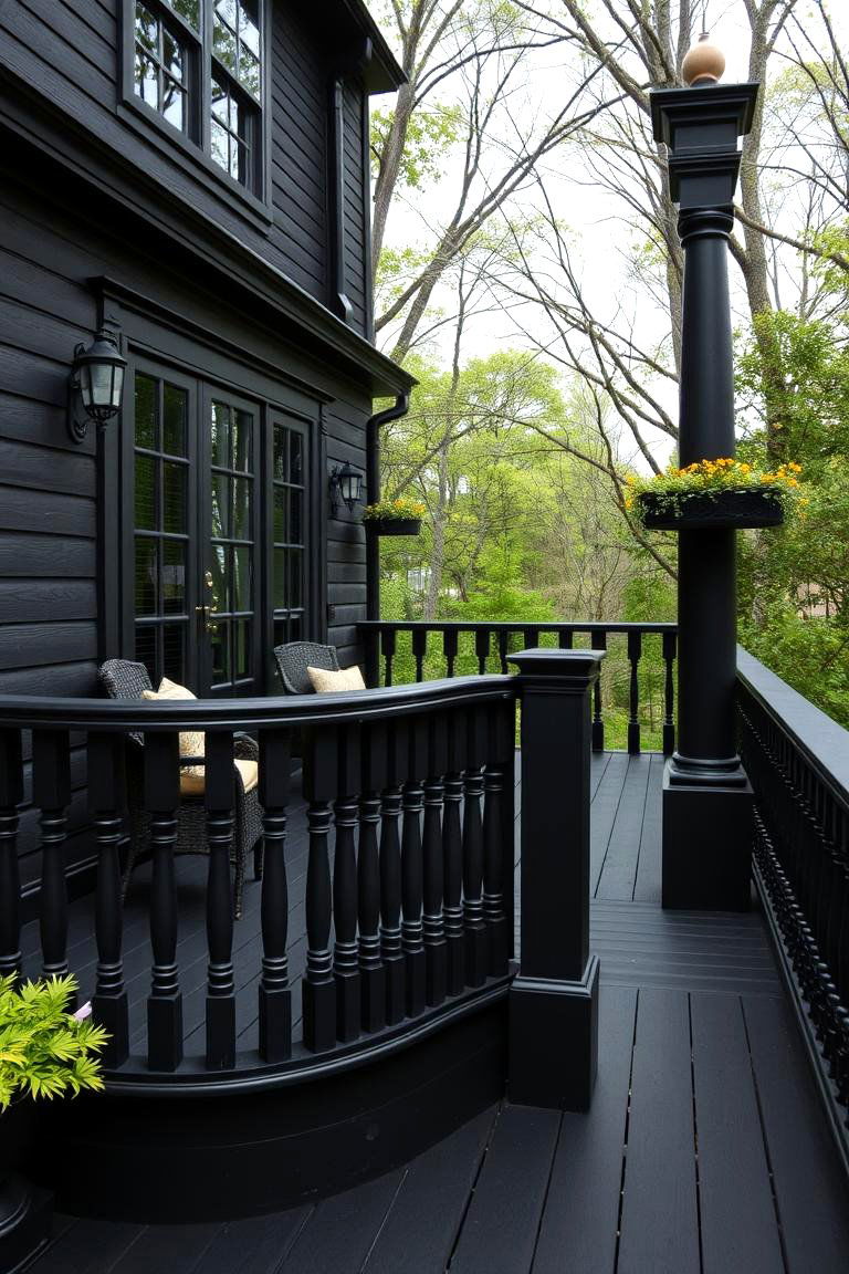Timeless Black Deck with Classic Accents - 24 Black Deck Ideas