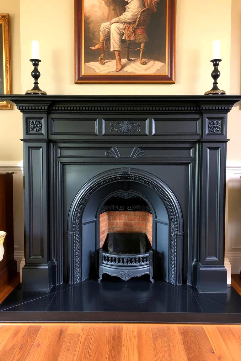 Timeless Black Fireplace Centerpiece - 24 Black Fireplace Ideas