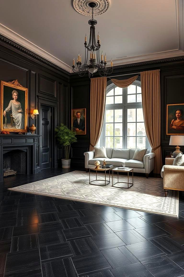 Timeless Black Floor Aesthetic - 24 Black Floor Living Room Ideas