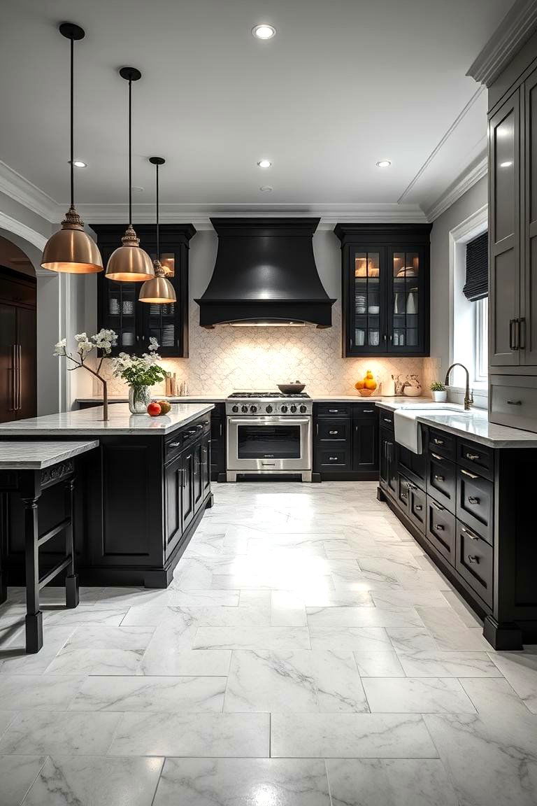 Timeless Black and White Kitchen Island - 24 Black and White Kitchen Ideas