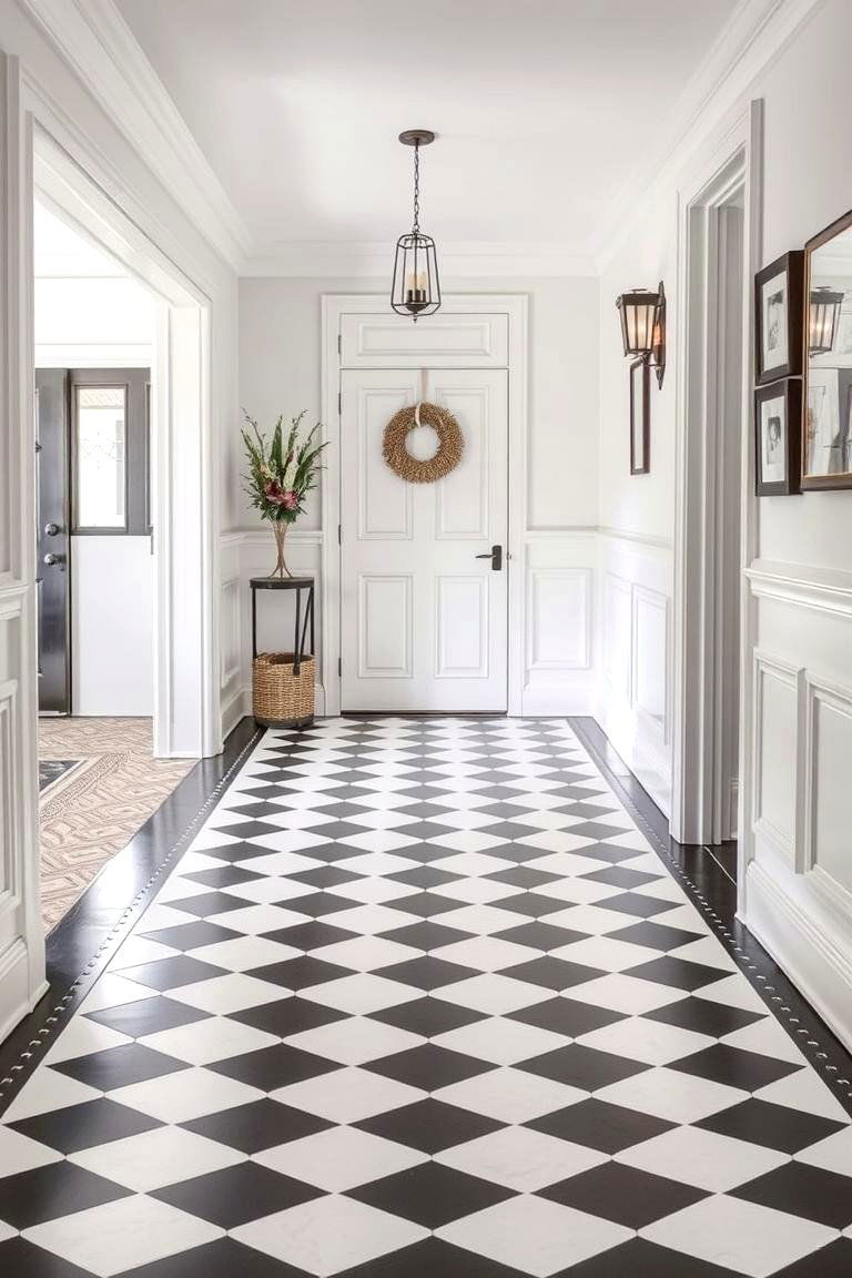 Timeless Black and White Tile Floor - 24 Black and White Entryway Design Ideas