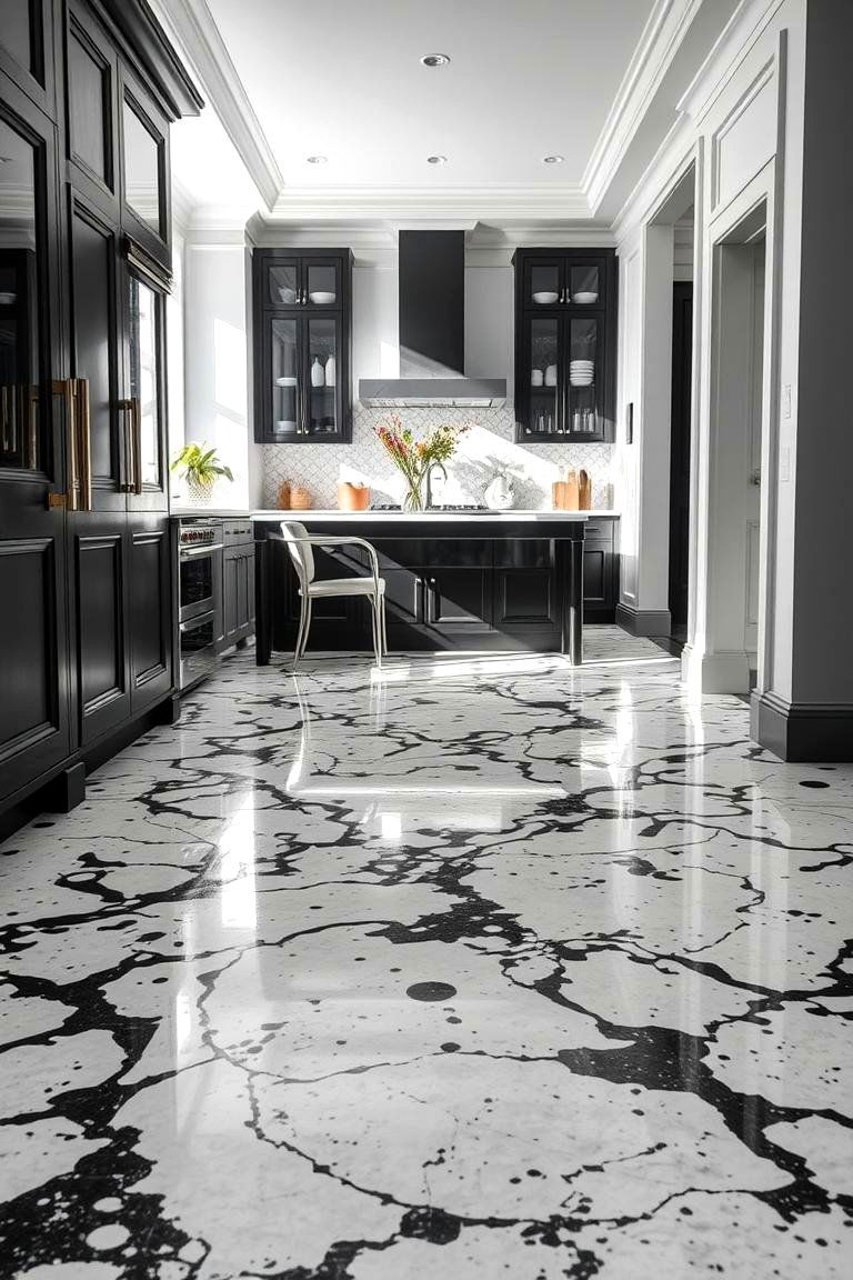 Timeless Black and White - 24 Terrazzo Kitchen Floor Ideas