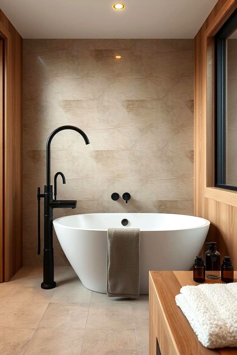 Timeless Black and Wood Combination for Spa Bath - 24 Black and Wood Bathroom Ideas