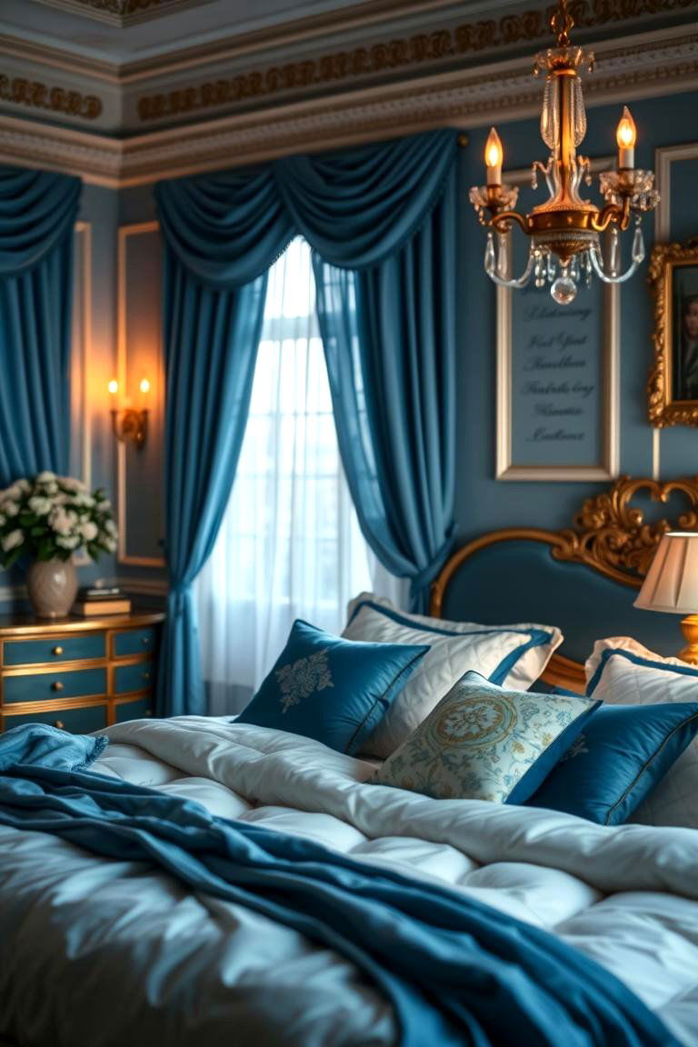 Timeless Blue and Gold Romantic Ambiance - 24 Blue and Gold Bedroom Ideas