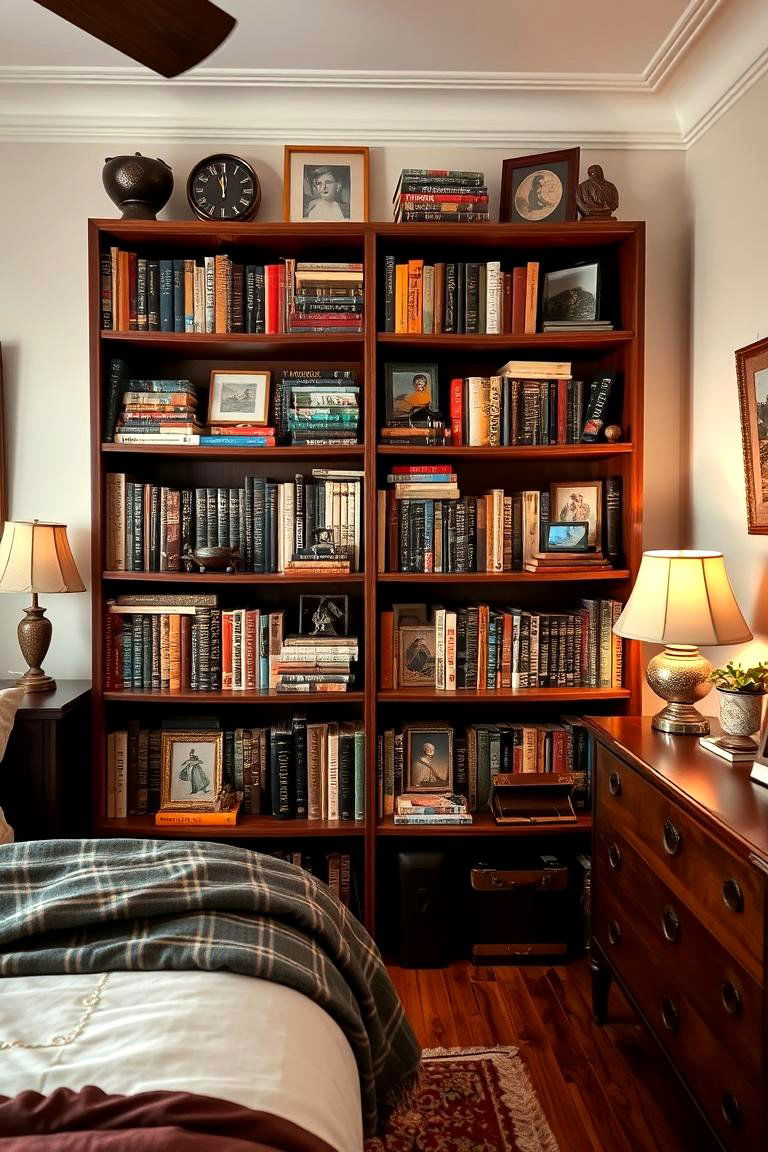 Timeless Bookcase Display - 24 Grandmillennial Style Bedroom Ideas