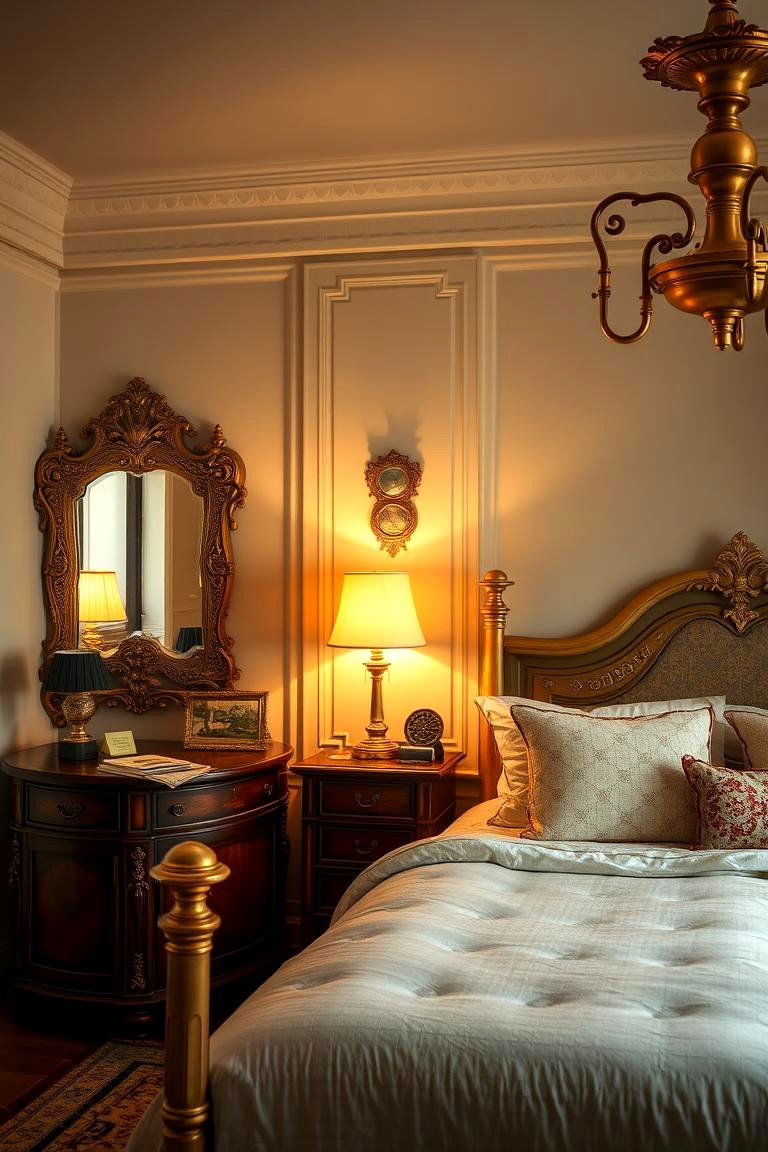 Timeless Brass Fixtures - 24 Vintage Bedroom Ideas