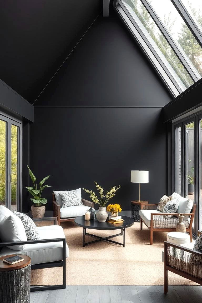 Timeless Charcoal Contrast - 24 Sunroom Color Ideas