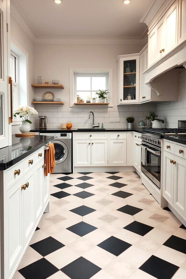 Timeless Checkerboard Pattern - 24 Kitchen Floor Ideas