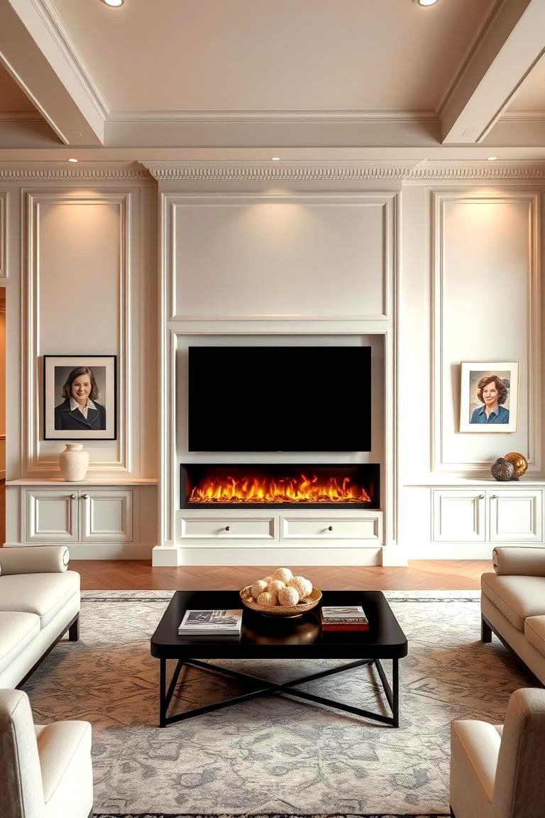 Timeless Classic Fireplace - 24 Linear Fireplace Ideas With Tv Above