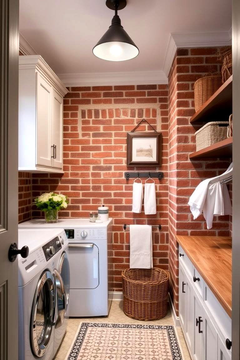 Timeless Classic - 24 Brick Floor Laundry Room Ideas