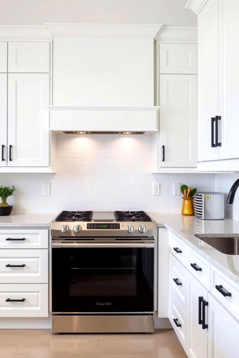 Timeless Contrast - 24 White Kitchen Cabinets With Black Hardware