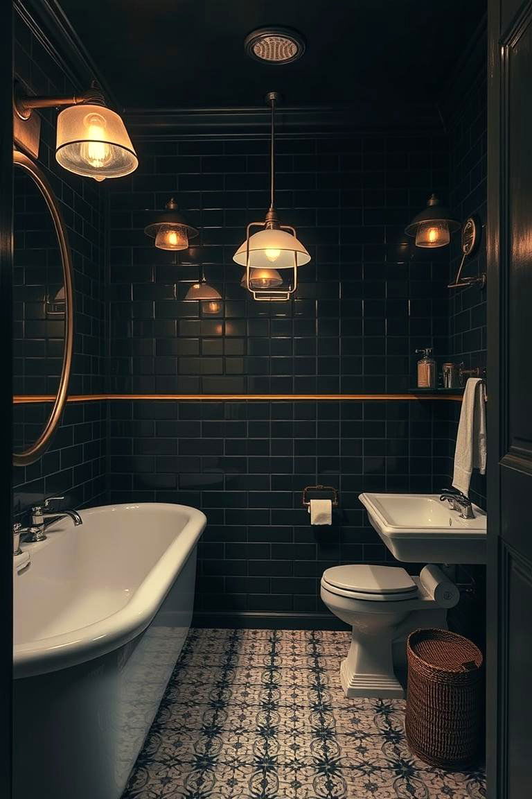 Timeless Dark Bathroom with Retro Charm - 24 Dark Bathroom Ideas