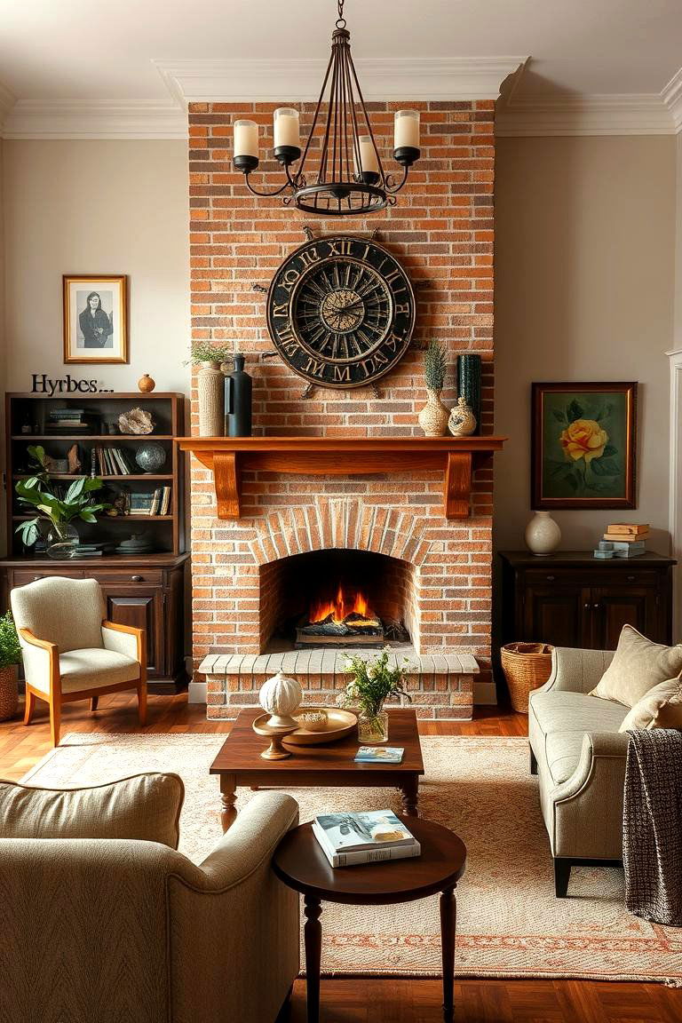 Timeless Design Emphasizing Warmth and Texture - 24 Rustic Living Room With a Brick Fireplace Ideas