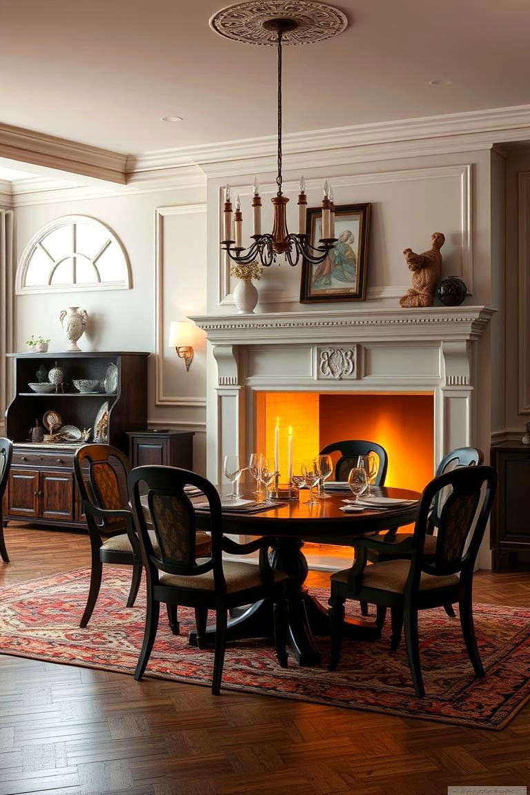 Timeless Dining with Fireplace Ambiance - 24 Dining Room With Fireplace Ideas