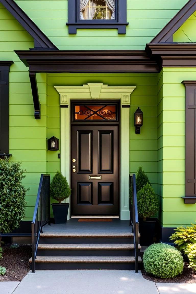 Timeless Elegance - 24 Green House Exterior With Black Trim