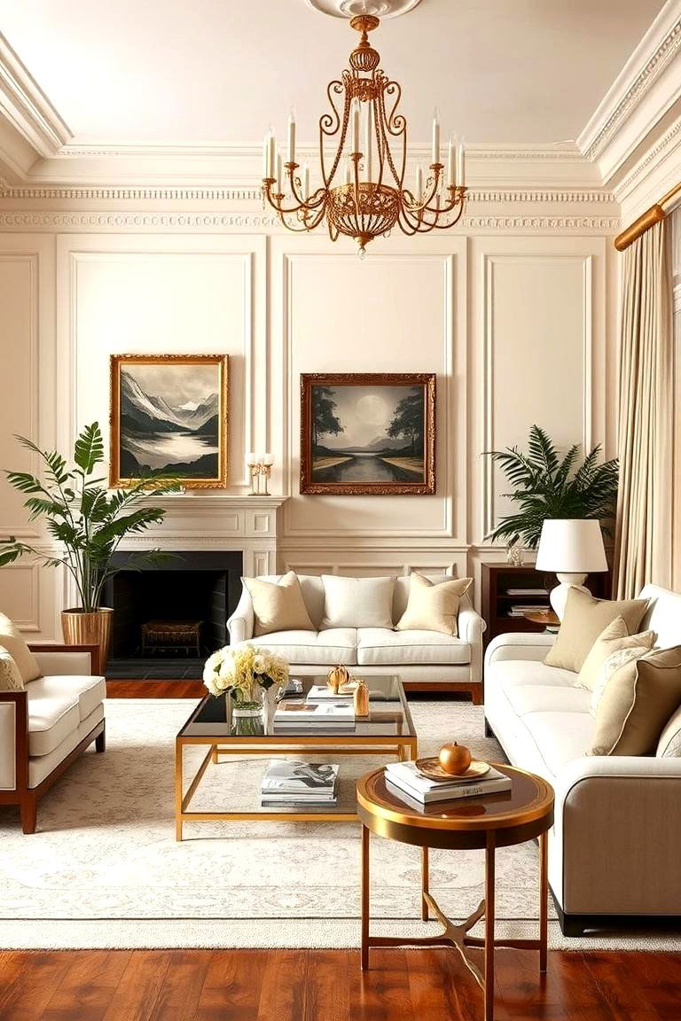 Timeless Elegance in Cream and Gold - 24 Cream and Gold Living Room Ideas
