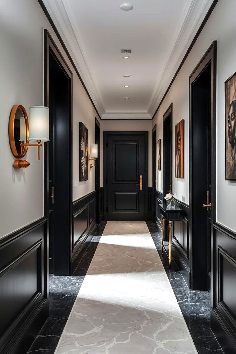 Timeless Elegance with Mixed Metals - 24 Black and White Hallway Ideas