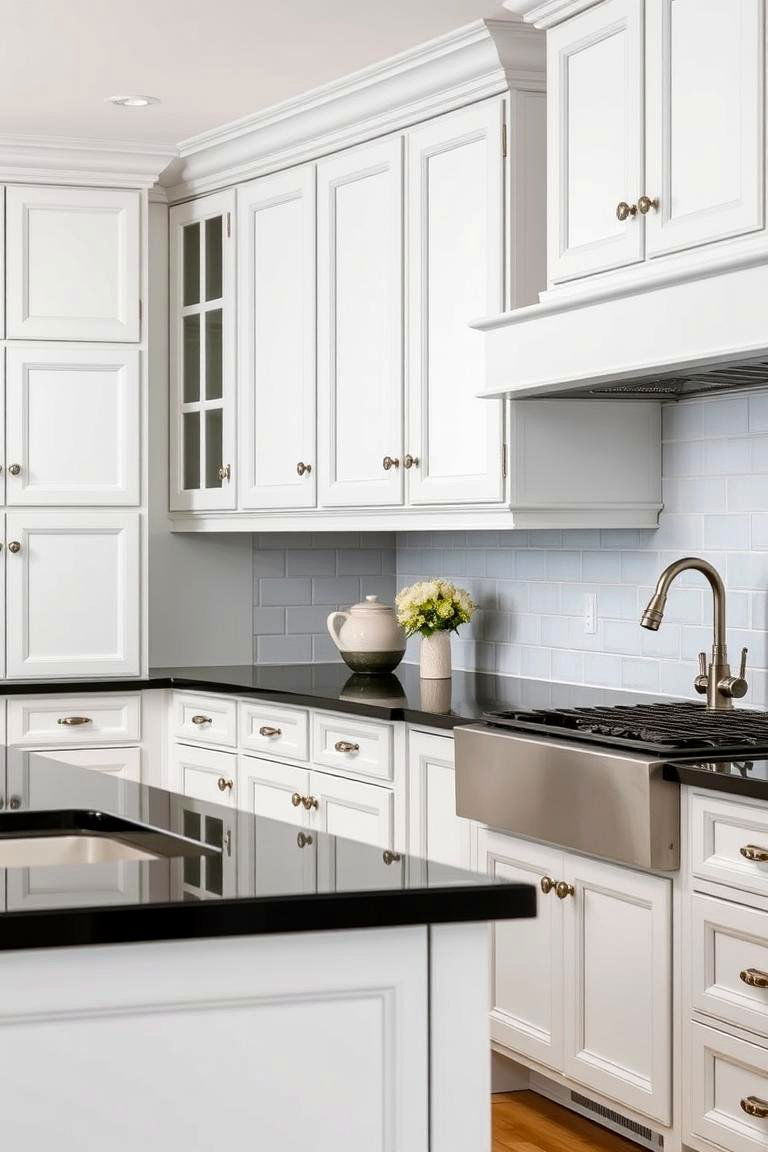 Timeless Elegance with a Twist - 24 white kitchen with black countertops ideas