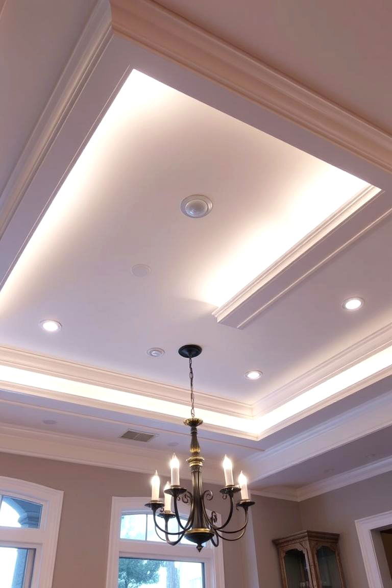Timeless Elegant Tray Ceiling with Integrated Lighting - 24 tray ceiling ideas