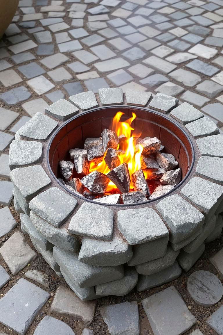 Timeless Fire Pit with a Cobblestone Base - 24 Rustic Fire Pit Ideas
