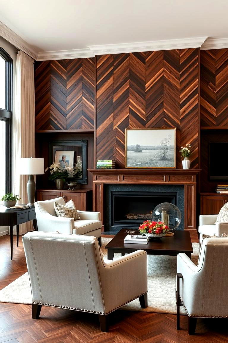 Timeless Herringbone Design - 24 Wood Accent Wall Ideas