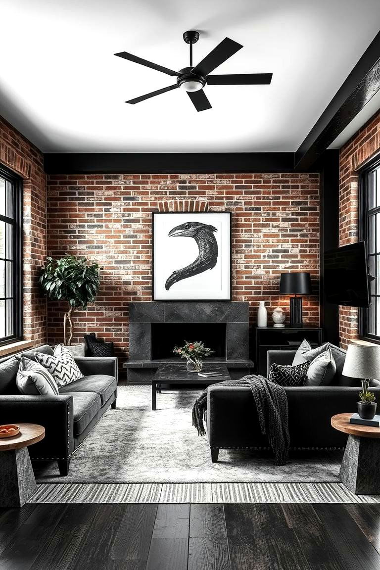 Timeless Industrial Chic - 24 Black and White Living Room Ideas