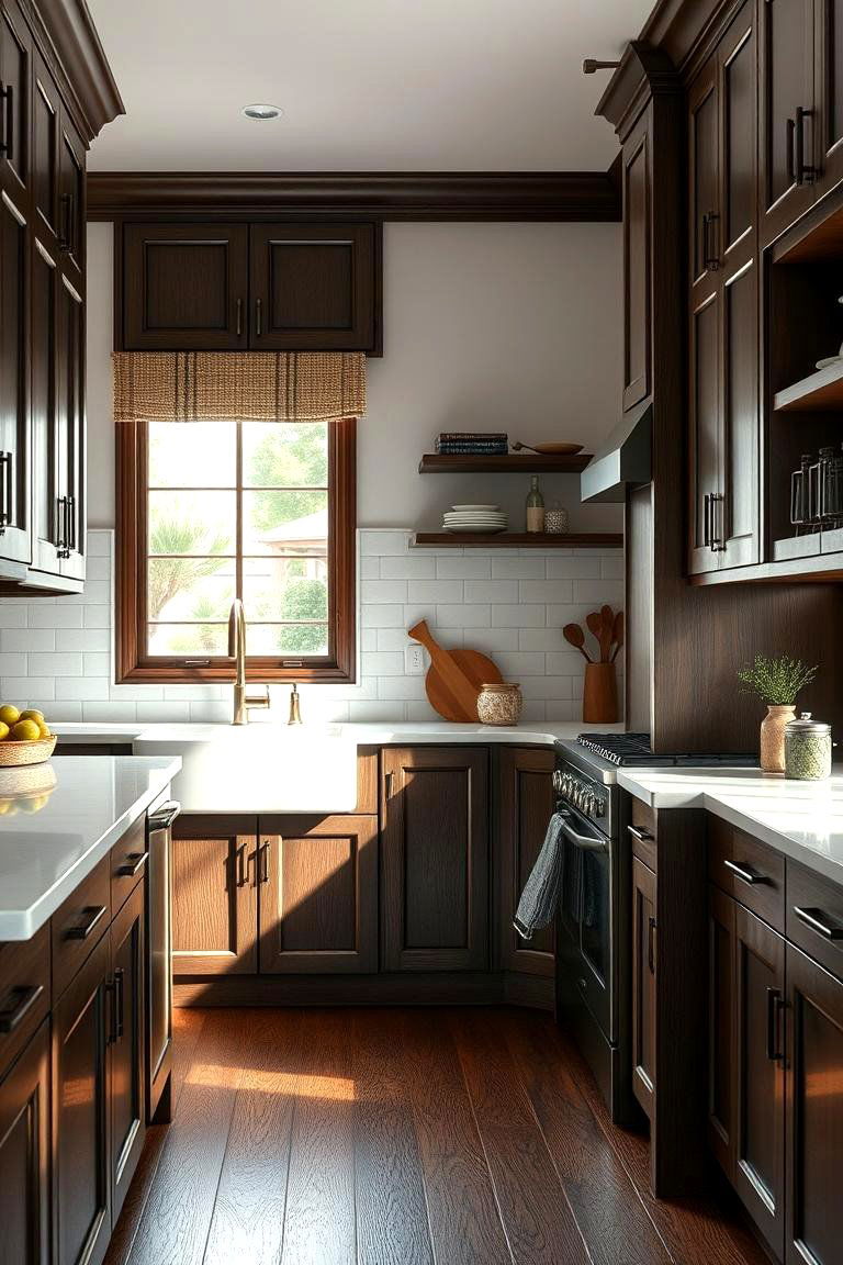 Timeless Investment in Kitchen Style - 24 Dark Wood Kitchen Cabinets