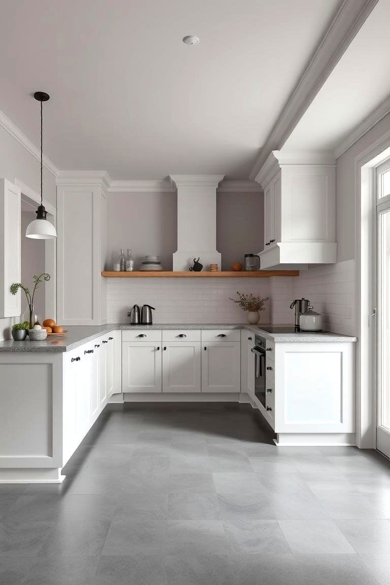 Timeless Monochrome Beauty - 24 Kitchens With Grey Floors