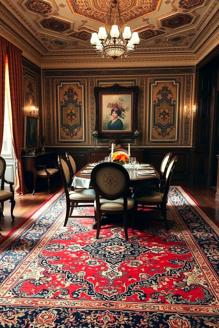 Timeless Oriental Carpet - 24 Carpeted Dining Room Ideas