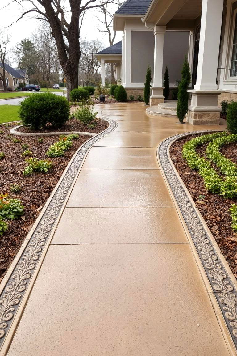 Timeless Ornate Borders - 24 Concrete Walkway Painting Ideas