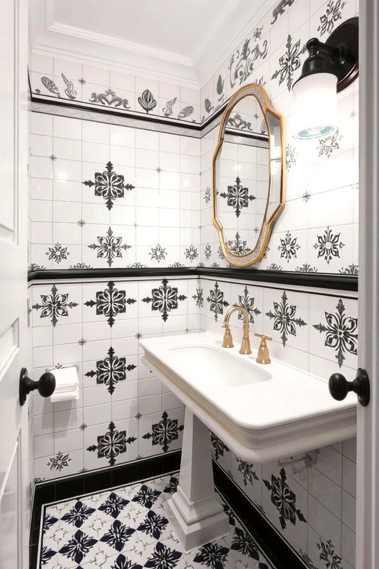 Timeless Patterns - 24 Black and White Powder Room Ideas