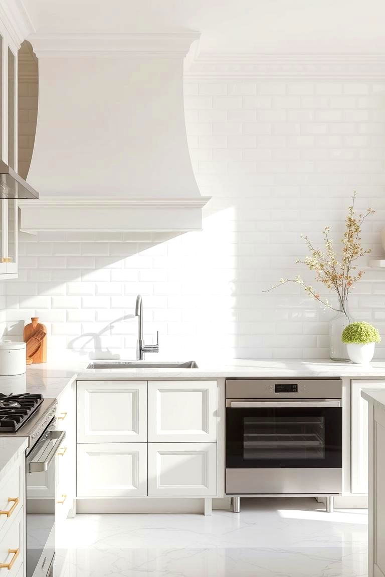 Timeless Porcelain - 24 White Kitchen Backsplash Ideas